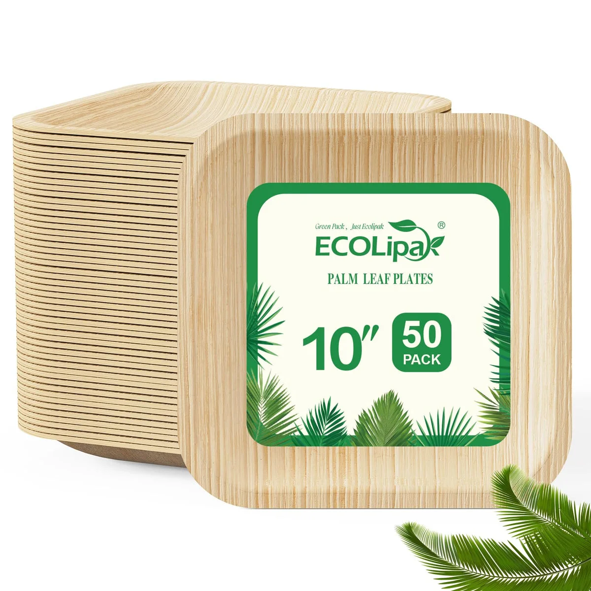 ECO-Lipak Négyzetes pálmalevél tányérok - Image 3