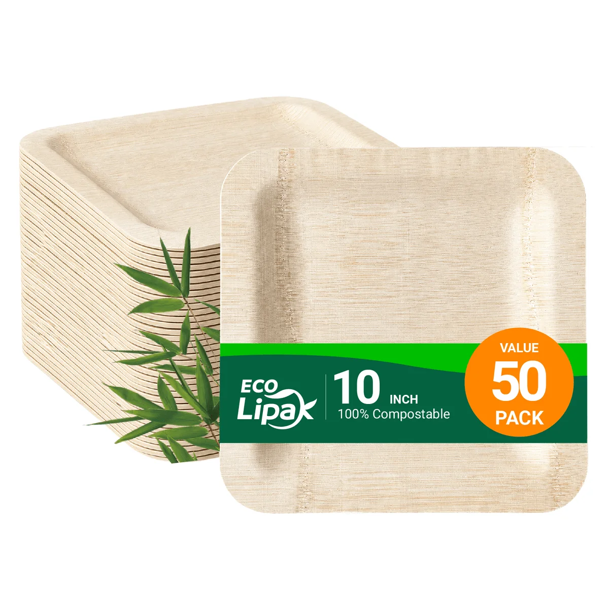 ECO-Lipak Négyzetes bambusz tányérok - Image 3