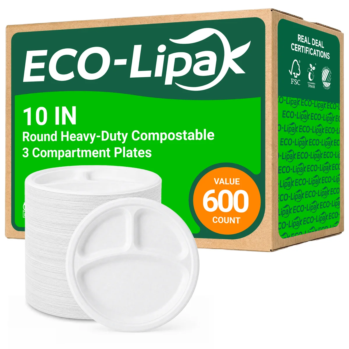 ECO-Lipak Háromrekeszes cukornád tányérok - Image 4