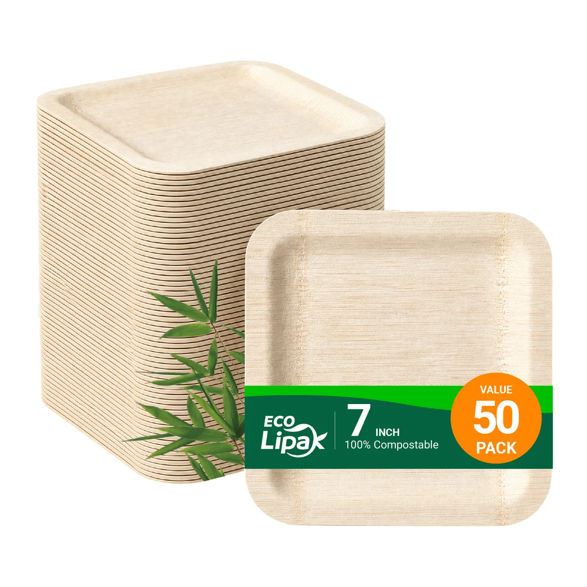 ECO-Lipak Négyzetes bambusz tányérok