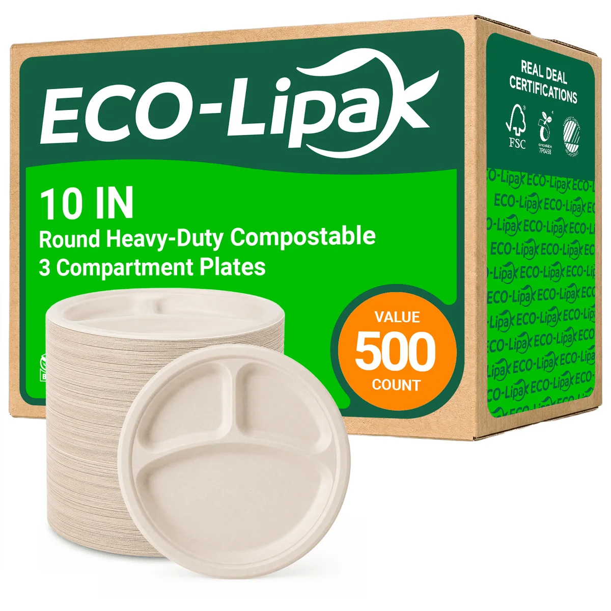 ECO-Lipak Háromrekeszes cukornád tányérok - Image 8