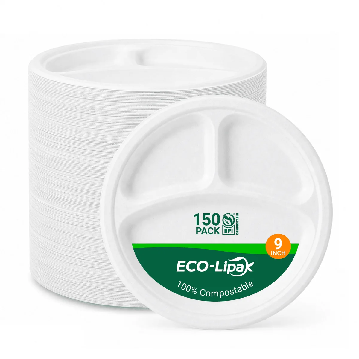 ECO-Lipak Háromrekeszes cukornád tányérok