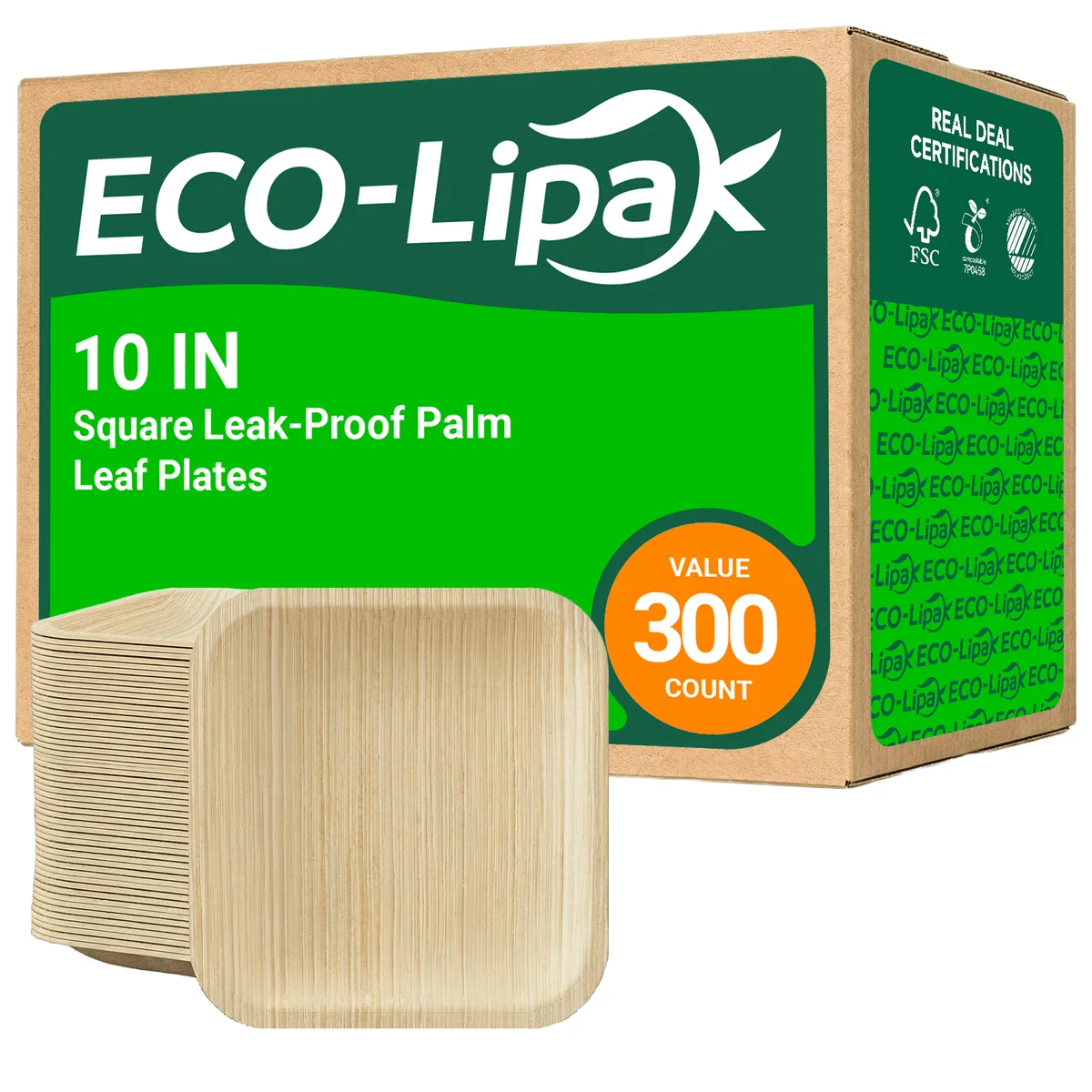 ECO-Lipak Négyzetes pálmalevél tányérok - Image 4