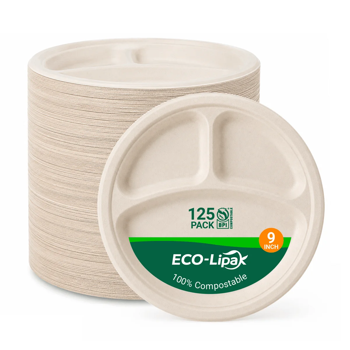 ECO-Lipak Háromrekeszes cukornád tányérok - Image 5