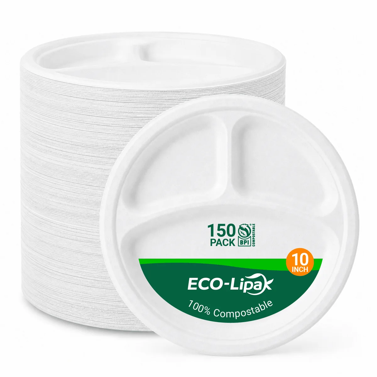 ECO-Lipak Háromrekeszes cukornád tányérok - Image 3