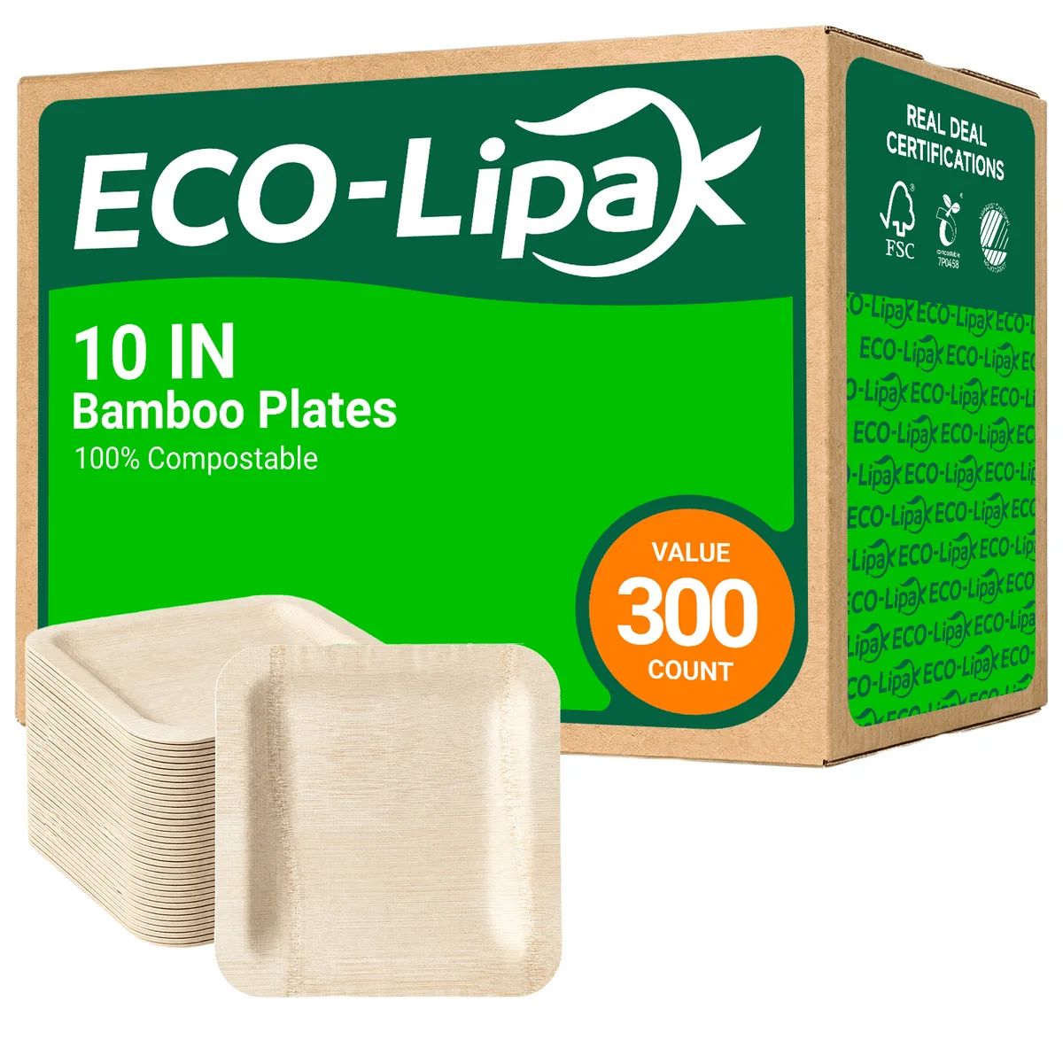 ECO-Lipak Négyzetes bambusz tányérok - Image 4